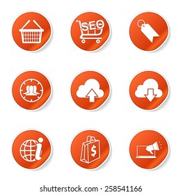 SEO Internet Sign Orange Vector Button Icon Design Set 7
