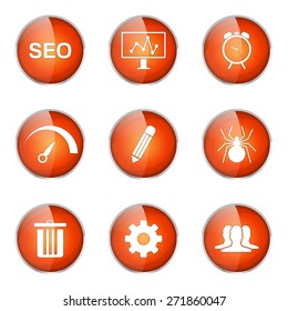 SEO Internet Sign Orange Vector Button Icon Design Set 8