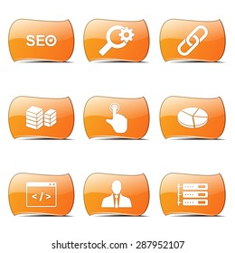 SEO Internet Sign Orange Vector ButtonIcon Design Set 11
