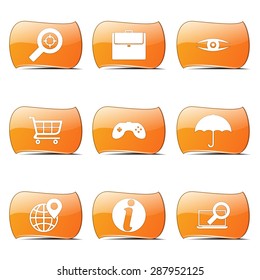 SEO Internet Sign Orange Vector ButtonIcon Design Set 10