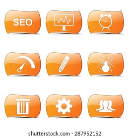 SEO Internet Sign Orange Vector ButtonIcon Design Set 8