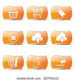 SEO Internet Sign Orange Vector ButtonIcon Design Set 7