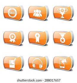 SEO Internet Sign Orange Vector Button Icon Design Set 9