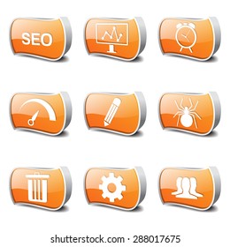 SEO Internet Sign Orange Vector Button Icon Design Set 8