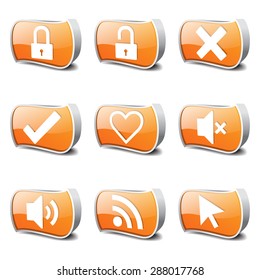 SEO Internet Sign Orange Vector Button Icon Design Set 4