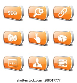 SEO Internet Sign Orange Vector Button Icon Design Set 11