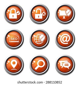 SEO Internet Sign Orange Vector Button Icon Design Set 3