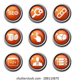 SEO Internet Sign Orange Vector Button Icon Design Set 11