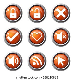 SEO Internet Sign Orange Vector Button Icon Design Set 4