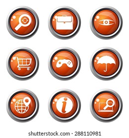 SEO Internet Sign Orange Vector Button Icon Design Set 10
