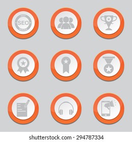 SEO Internet Sign Orange Vector Button Icon Design Set 9