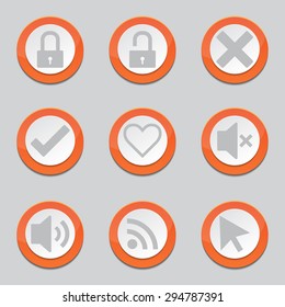 SEO Internet Sign Orange Vector Button Icon Design Set 4