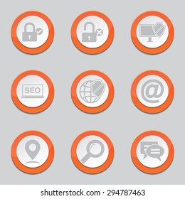 SEO Internet Sign Orange Vector Button Icon Design Set 3