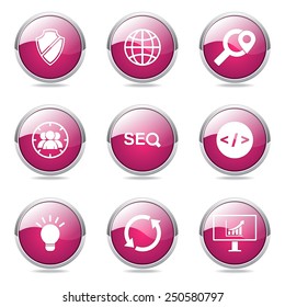 SEO Internet Sign Pink Vector Button Icon Design Set 2