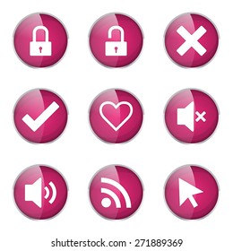 SEO Internet Sign Pink Vector Button Icon Design Set 4