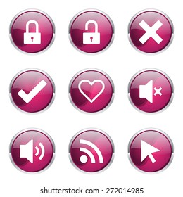 SEO Internet Sign Pink Vector Button Icon Design Set 4