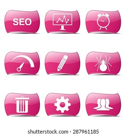 SEO Internet Sign Pink Vector Button Icon Design Set 8