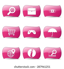 SEO Internet Sign Pink Vector Button Icon Design Set 10