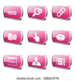 SEO Internet Sign Pink Vector Button Icon Design Set 11
