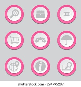 SEO Internet Sign Pink Vector Button Icon Design Set 10