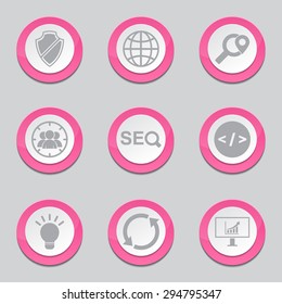 SEO Internet Sign Pink Vector Button Icon Design Set 2