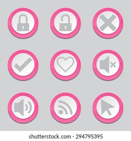 SEO Internet Sign Pink Vector Button Icon Design Set 4