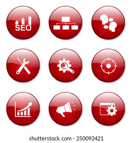 SEO Internet Sign Red Vector Button Icon Design Set 5