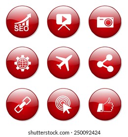 SEO Internet Sign Red Vector Button Icon Design Set 1