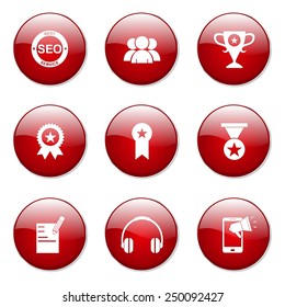 SEO Internet Sign Red Vector Button Icon Design Set 9