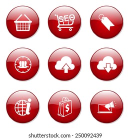 SEO Internet Sign Red Vector Button Icon Design Set 7