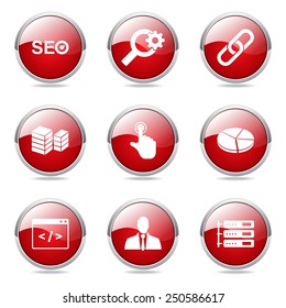SEO Internet Sign Red Vector Button Icon Design Set 11