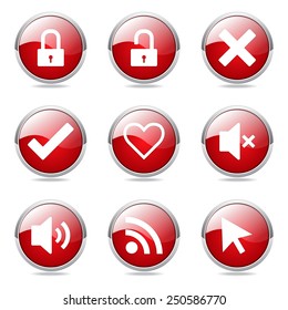 SEO Internet Sign Red Vector Button Icon Design Set 4