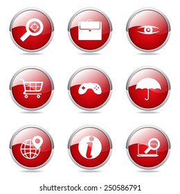 SEO Internet Sign Red Vector Button Icon Design Set 10