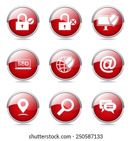 SEO Internet Sign Red Vector Button Icon Design Set 3