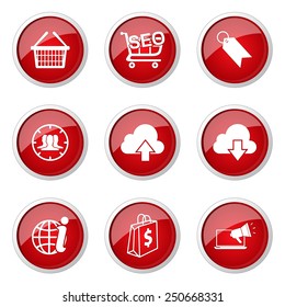 SEO Internet Sign Red Vector Button Icon Design Set 7