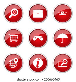 SEO Internet Sign Red Vector Button Icon Design Set 10