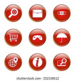 SEO Internet Sign Red Vector Button Icon Design Set 10