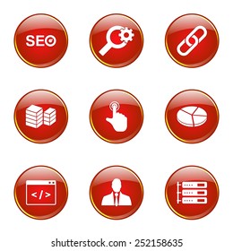 SEO Internet Sign Red Vector Button Icon Design Set 11