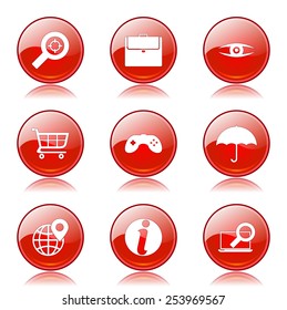 SEO Internet Sign Red Vector Button Icon Design Set 10
