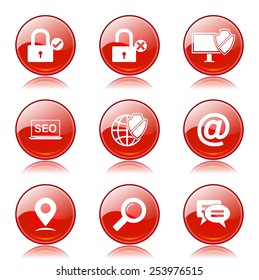 SEO Internet Sign Red Vector Button Icon Design Set 3