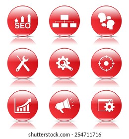 SEO Internet Sign Red Vector Button Icon Design Set 5