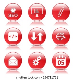 SEO Internet Sign Red Vector Button Icon Design Set 6