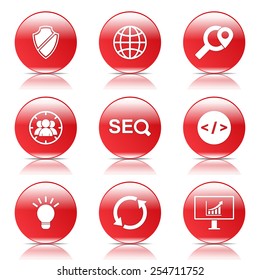 SEO Internet Sign Red Vector Button Icon Design Set 2
