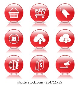 SEO Internet Sign Red Vector Button Icon Design Set 7