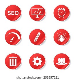 SEO Internet Sign Red Vector Button Icon Design Set 8