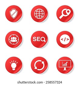 SEO Internet Sign Red Vector Button Icon Design Set 2