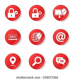 SEO Internet Sign Red Vector Button Icon Design Set 3
