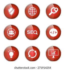 SEO Internet Sign Red Vector Button Icon Design Set 2
