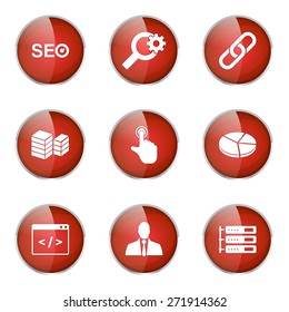 SEO Internet Sign Red Vector Button Icon Design Set 11