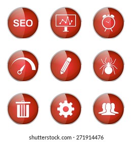 SEO Internet Sign Red Vector Button Icon Design Set 8